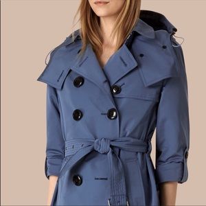 Ice Blue Lightweight Taffeta Check Classic T Coat
